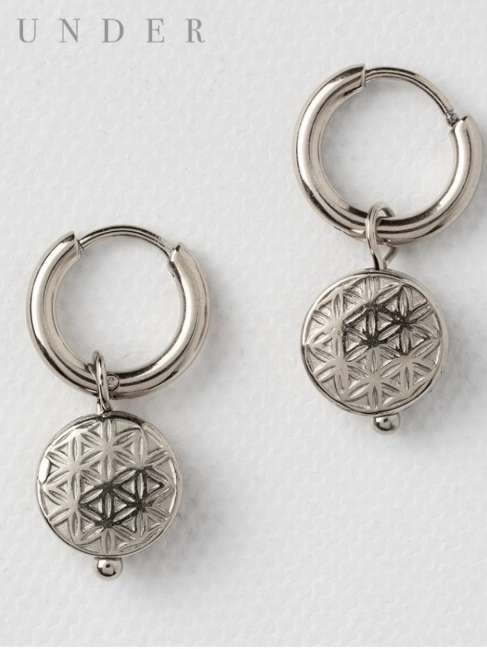 Plunder Silver Hartley Hoop Drop Charm Earrings Silver Plated